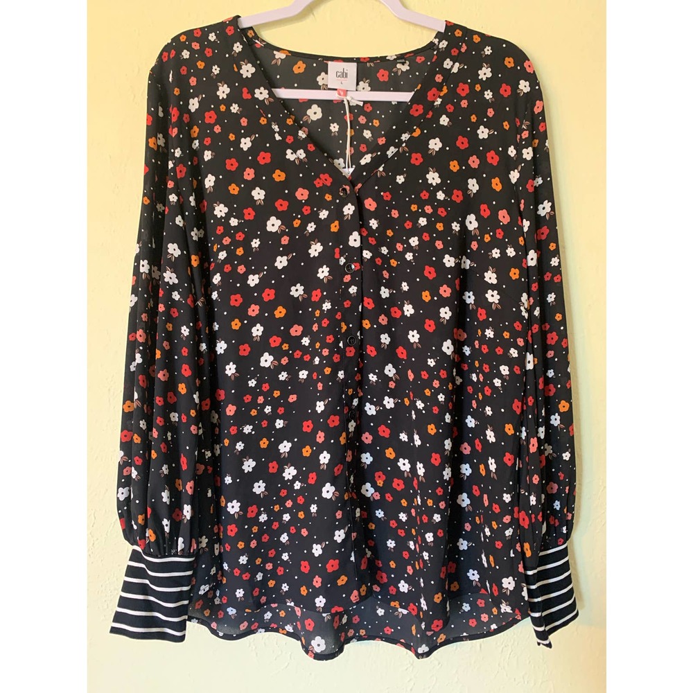 Cabi Floral Long Sleeve Blouse size Large